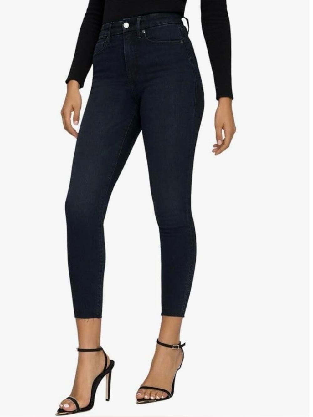 Good American Good Waist Crop Raw Hem High Rise Skinny Jeans Sz 0 / 25 NWT